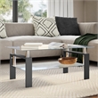 Pemberly Row Coffee Table with Glass Top and Black Base