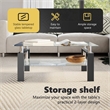 Pemberly Row Coffee Table with Glass Top and Black Base