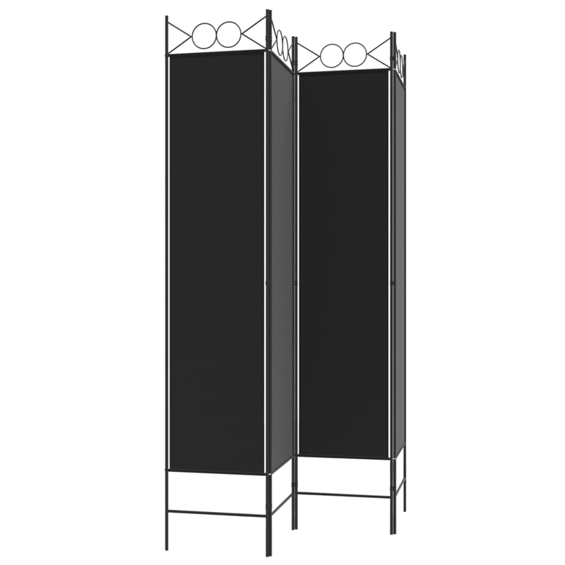 Pemberly Row 4-Panel Room Divider in Black Polyester Fabric