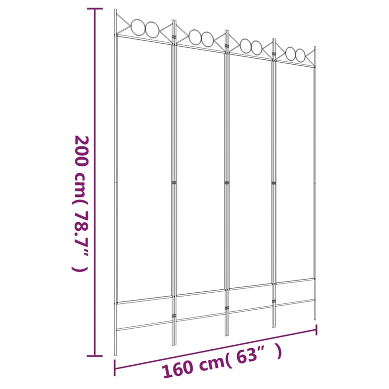 Pemberly Row 4-Panel Room Divider in Black Polyester Fabric