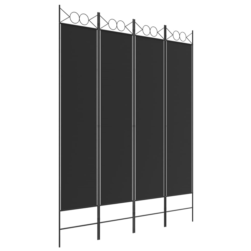 Pemberly Row 4-Panel Room Divider in Black Polyester Fabric