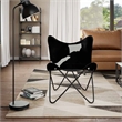 Pemberly Row Butterfly Chair in Leather Cow Print Black and White