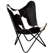 Pemberly Row Butterfly Chair in Leather Cow Print Black and White