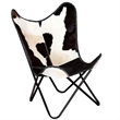 Pemberly Row Butterfly Chair in Leather Cow Print Black and White