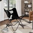 Pemberly Row Butterfly Chair in Leather Cow Print Black and White