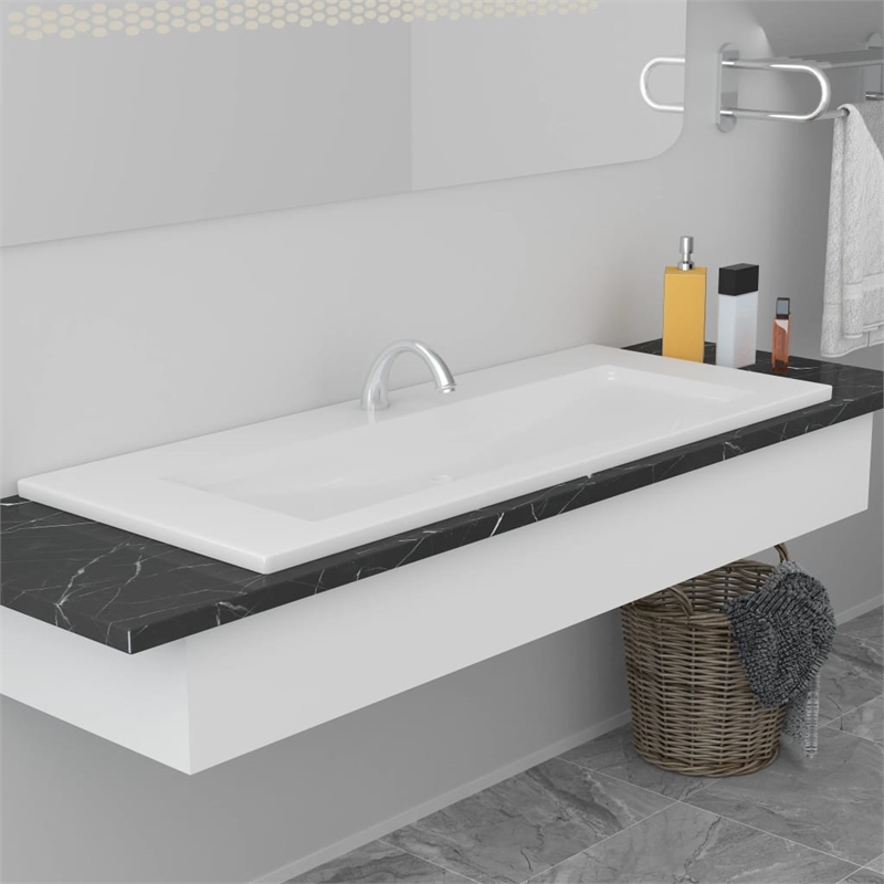Pemberly Row Built-In Ceramic Basin with Overflow in White