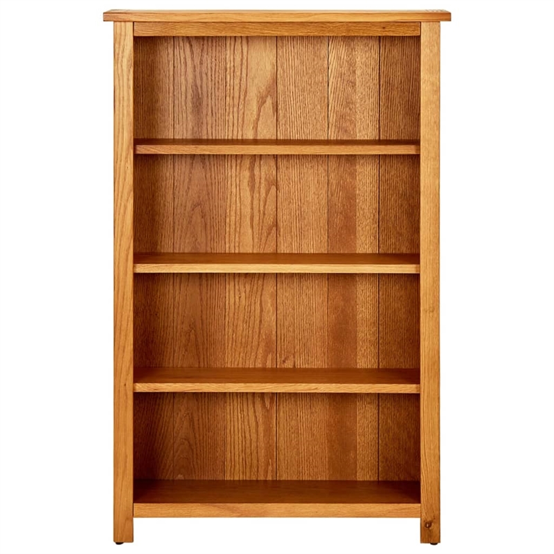 Pemberly Row Solid Oak 4-Tier Bookcase in Natural Finish for Living Room