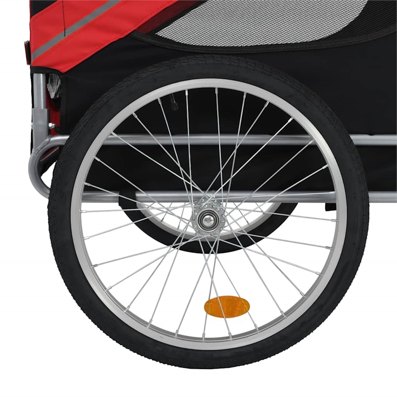 Pemberly Row Collapsible Pet Bike Trailer in Red and Black with Safety Features