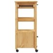 Pemberly Row Solid Pine Wood Rolling Kitchen Trolley with Storage in Brown