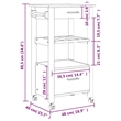 Pemberly Row Solid Pine Wood Rolling Kitchen Trolley with Storage in Brown