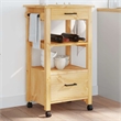 Pemberly Row Solid Pine Wood Rolling Kitchen Trolley with Storage in Brown