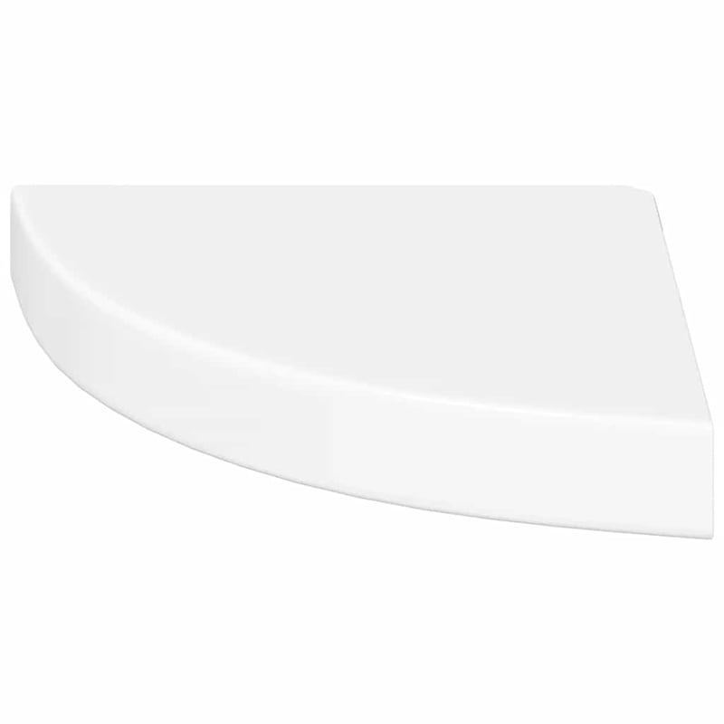 Pemberly Row MDF Floating Corner Shelf with Glossy White Finish