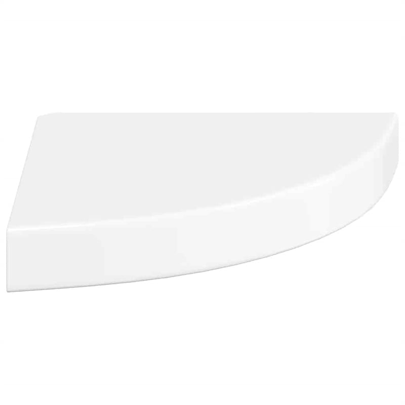 Pemberly Row MDF Floating Corner Shelf with Glossy White Finish