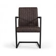 Pemberly Row Modern Faux Leather Dining Chairs in Brown with Metal Frame