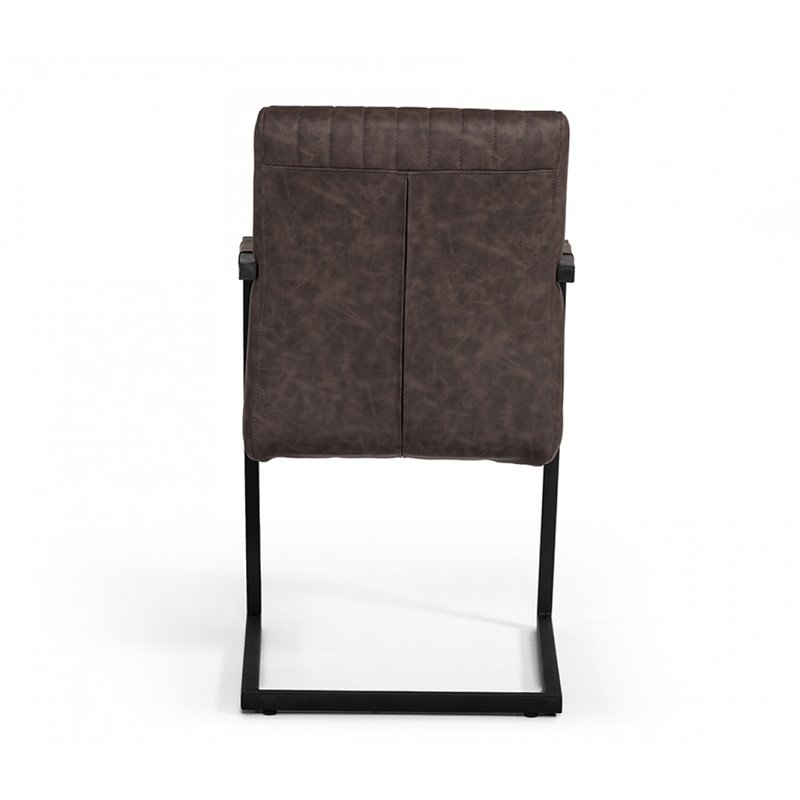 Pemberly Row Modern Faux Leather Dining Chairs in Brown with Metal Frame