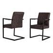Pemberly Row Modern Faux Leather Dining Chairs in Brown with Metal Frame