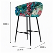 Pemberly Row Velvet and Cast Iron Bar Stool in Multi-Color