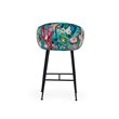 Pemberly Row Velvet and Cast Iron Bar Stool in Multi-Color