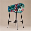 Pemberly Row Velvet and Cast Iron Bar Stool in Multi-Color