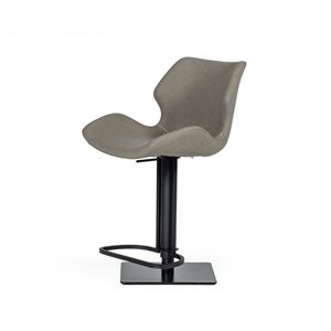Pemberly Row Faux Leather and Stainless Steel Barstool in Gray/Black