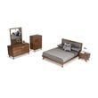 Pemberly Row Modern Fabric & Wood Queen Bed in Gray Walnut Finish