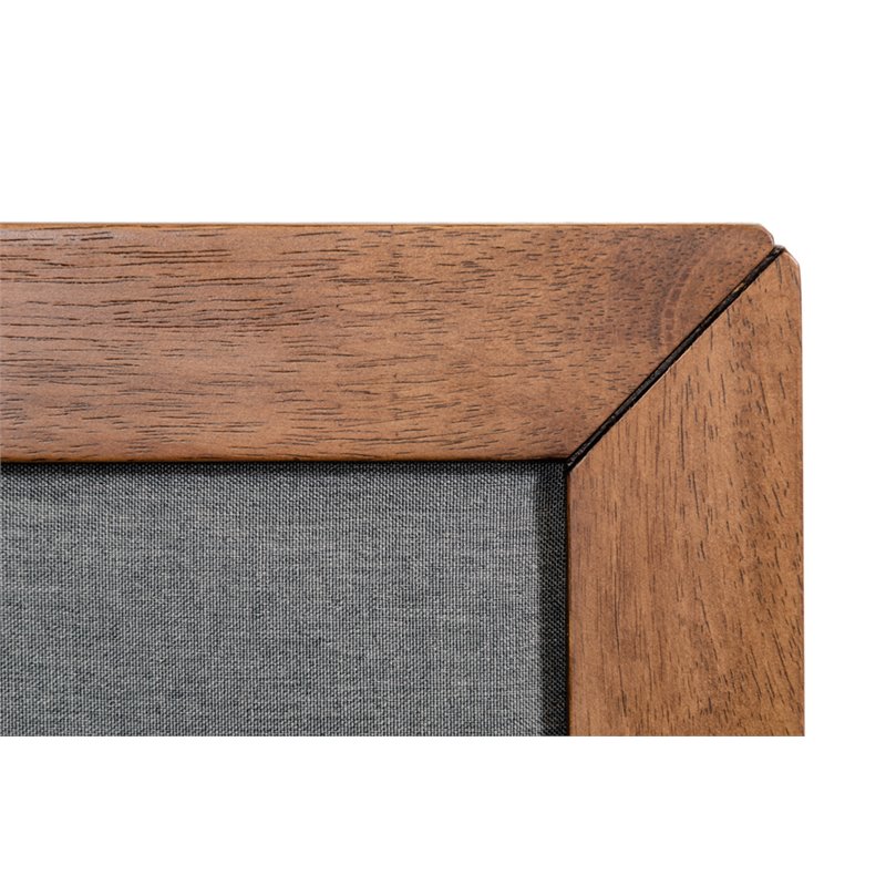 Pemberly Row Modern Fabric & Wood Queen Bed in Gray Walnut Finish