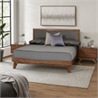 Pemberly Row Modern Fabric & Wood Queen Bed in Gray Walnut Finish