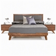 Pemberly Row Modern Fabric & Wood Queen Bed in Gray Walnut Finish