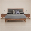 Pemberly Row Modern Fabric & Wood Queen Bed in Gray Walnut Finish