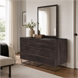 Pemberly Row Rectangular Oak Veneer & Glass Mirror in Walnut Finish