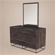 Pemberly Row Rectangular Oak Veneer & Glass Mirror in Walnut Finish