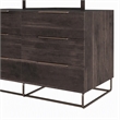 Pemberly Row Rectangular Oak Veneer & Glass Mirror in Walnut Finish