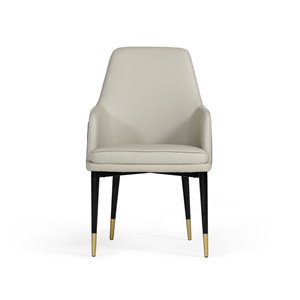 Pemberly Row 19&quot High Back Bonded Leather Dining Chair in White/Gray