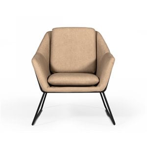 Pemberly Row Taupe Faux Leather Accent Chair with Metal Frame