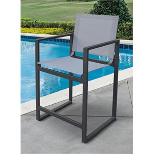 Pemberly Row Kayak 21.7&quot Metal Outdoor Counter Stool in Gray/Charcoal