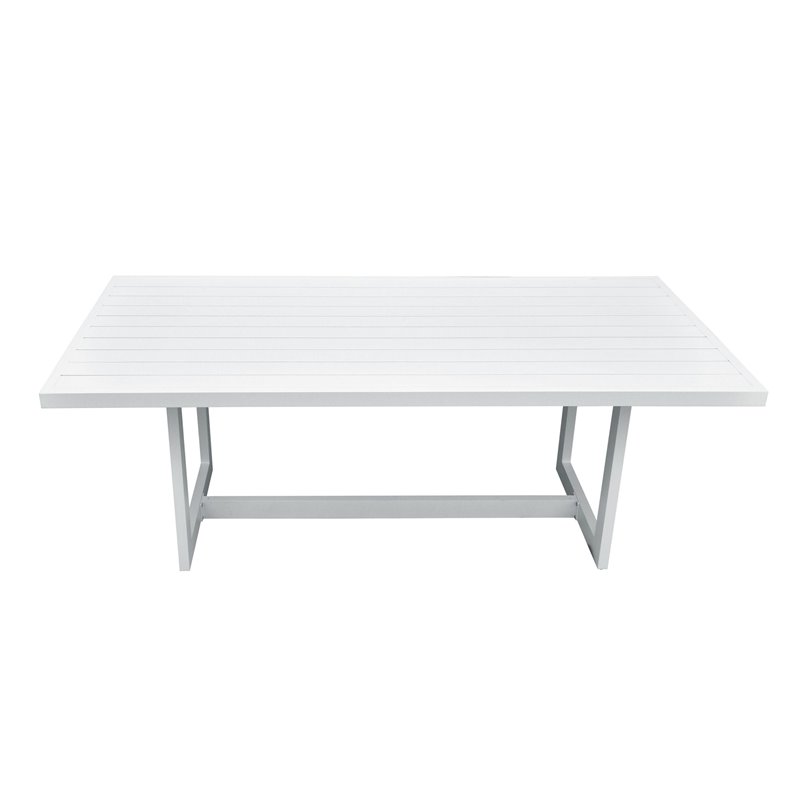 Pemberly Row Wake Aluminum Rectangular Outdoor Dining Table in White