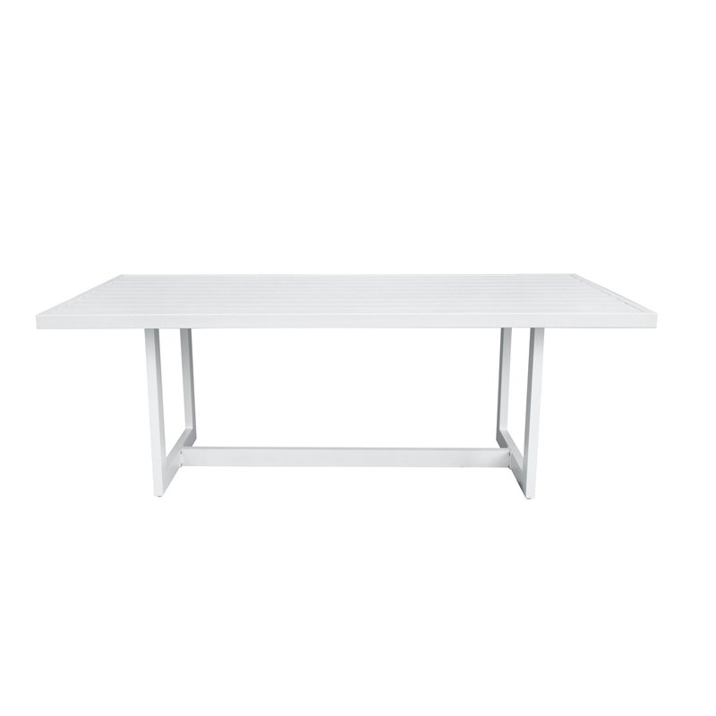 Pemberly Row Wake Aluminum Rectangular Outdoor Dining Table in White