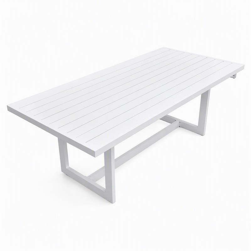 Pemberly Row Wake Aluminum Rectangular Outdoor Dining Table in White