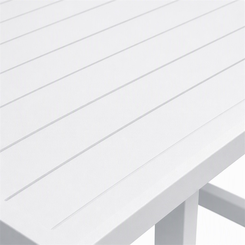 Pemberly Row Wake Aluminum Rectangular Outdoor Dining Table in White