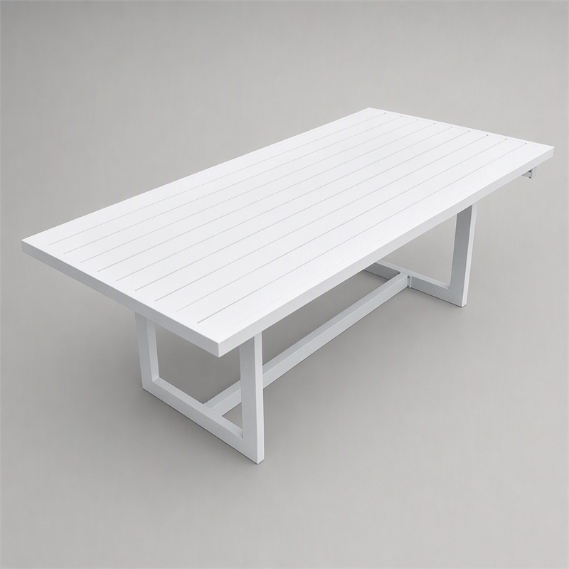 Pemberly Row Wake Aluminum Rectangular Outdoor Dining Table in White