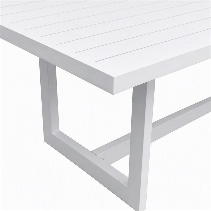 Pemberly Row Wake Aluminum Rectangular Outdoor Dining Table in White