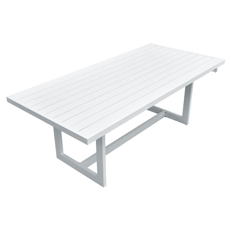 Pemberly Row Wake Aluminum Rectangular Outdoor Dining Table in White