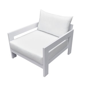 Pemberly Row Wake Aluminum and Fabric Outdoor Lounge Chair in White