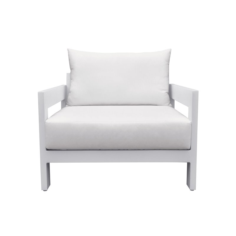 Pemberly Row Wake Aluminum and Fabric Outdoor Lounge Chair in White
