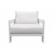 Pemberly Row Wake Aluminum and Fabric Outdoor Lounge Chair in White