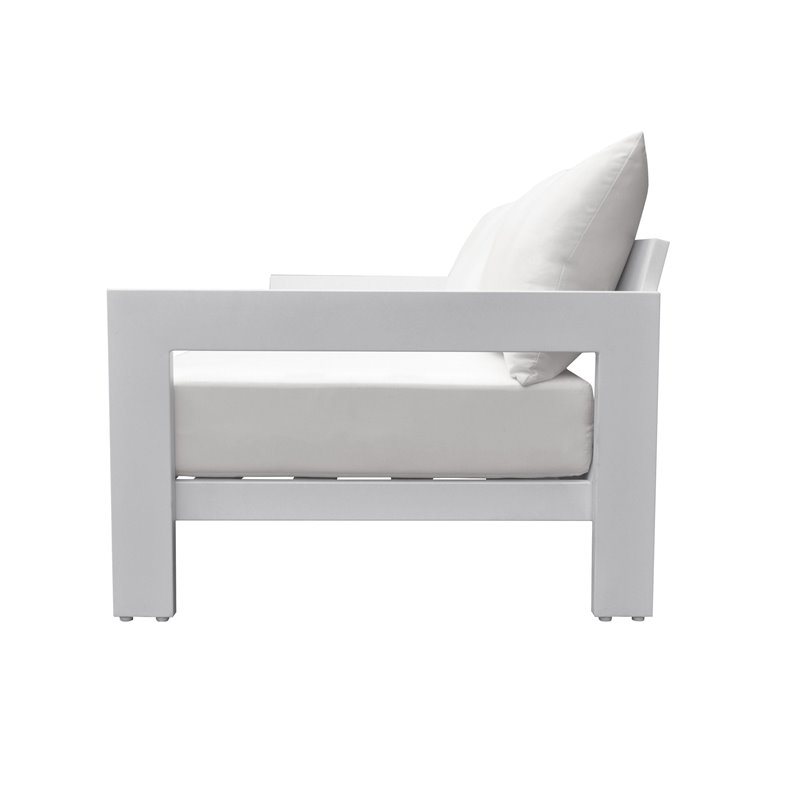 Pemberly Row Wake Aluminum and Fabric Outdoor Lounge Chair in White