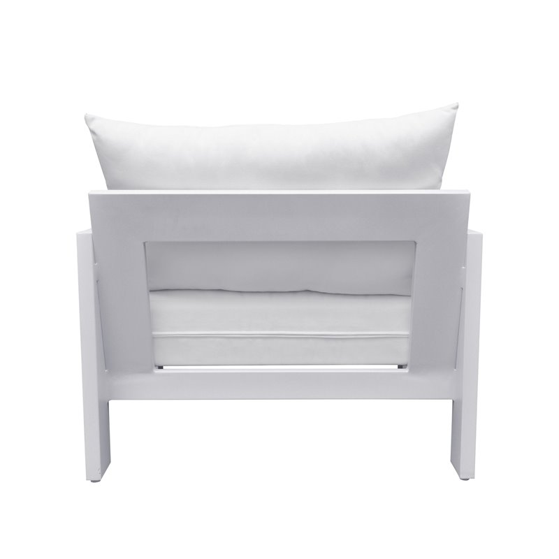 Pemberly Row Wake Aluminum and Fabric Outdoor Lounge Chair in White