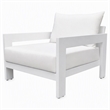 Pemberly Row Wake Aluminum and Fabric Outdoor Lounge Chair in White