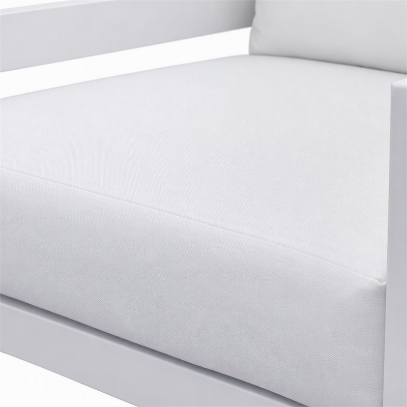 Pemberly Row Wake Aluminum and Fabric Outdoor Lounge Chair in White