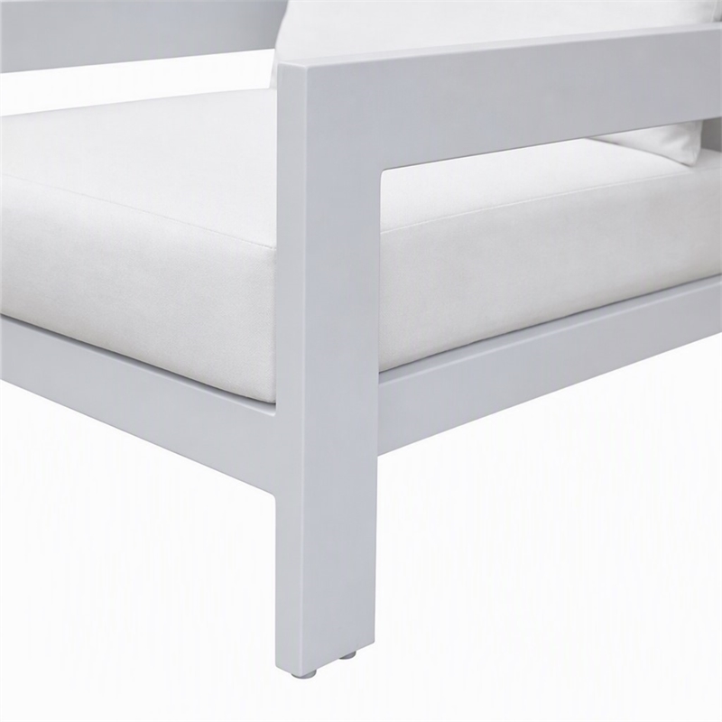Pemberly Row Wake Aluminum and Fabric Outdoor Lounge Chair in White